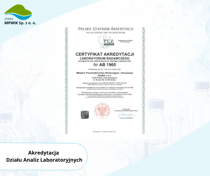 Akredytacja PCA dla Laboratorium
